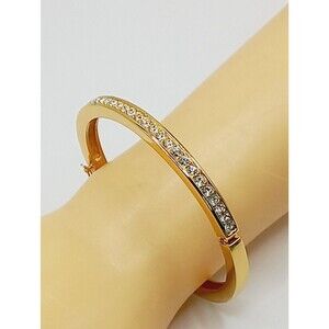 Vintage Christian Dior Crystal Hinged Cuff Bracelet Bangle 4.6mm Size 7